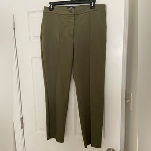 Olive Pleated Ankle Pants
